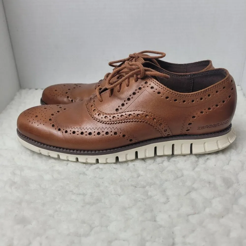 Cole Haan Zerogrand Men’s Size 8.5 Brown Leather Wingtip Oxford Shoes C14493